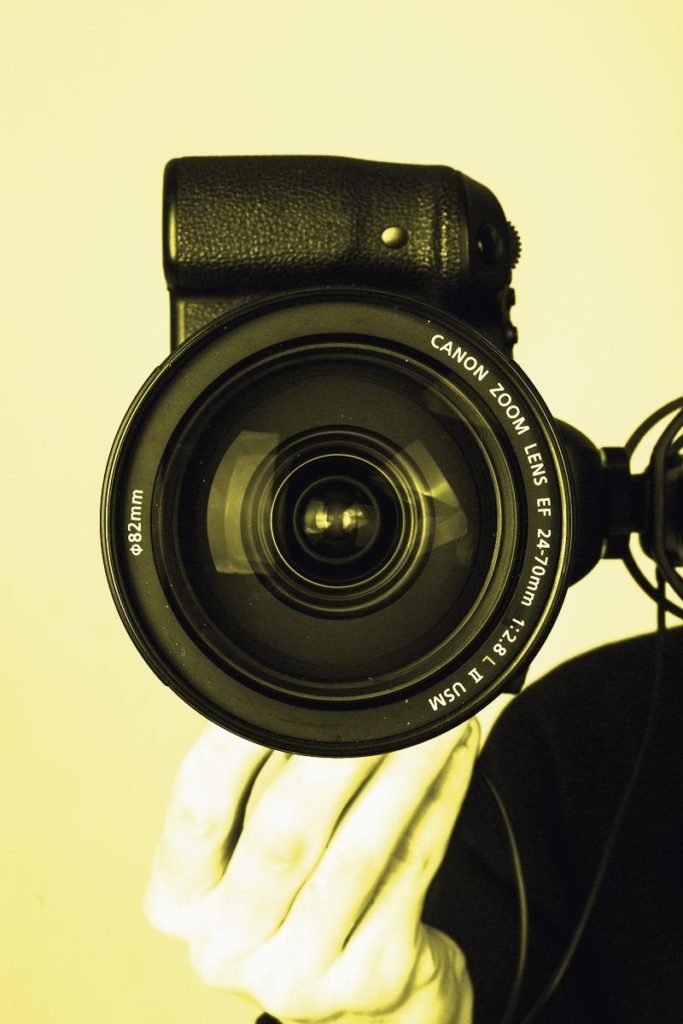 A camera lens close up